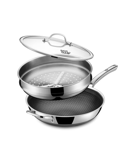 13 Inch Hybrid Stainless Steel Wok with Lid and Steamer Basket