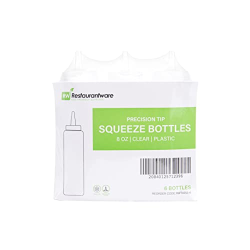 8 oz Plastic Squeeze Bottle 6 Wide Mouth Condiment Bottles with Precision Tip Reusable Freezer (6 Count)