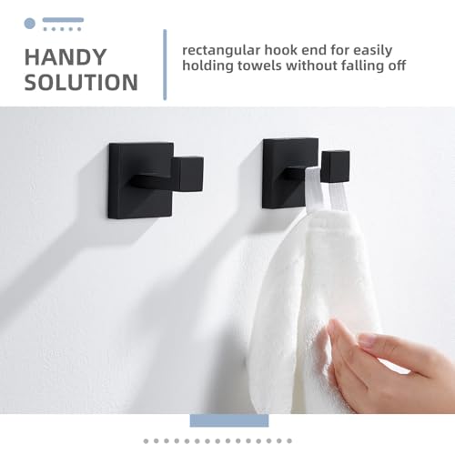 Matte Black Towel Hooks for Bathroom (2 Count)