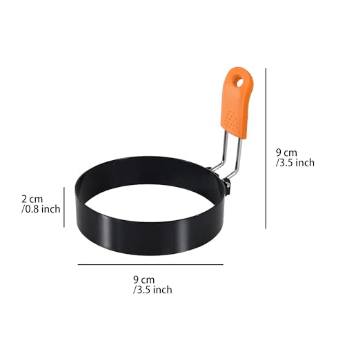 3.5" Egg Rings Set of 4 with Silicone Handle (4 Count)