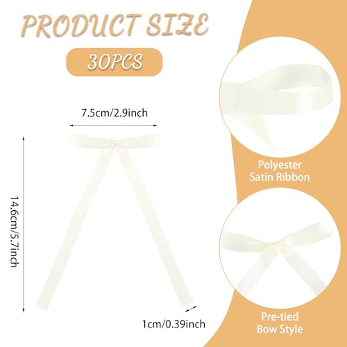 30 Pack Ivory Ribbon Bows for Cake Decorations Pre (30 Count)