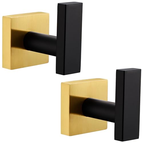 Bathroom Towel Hook Black & Gold (2 Count)