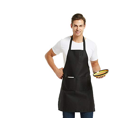 12 Pack Plain Bib Aprons with 2 Pockets (12 Count)