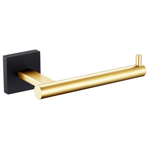 Toilet Paper Holder Black with Gold Toilet Roll Holder Hold Mega Rolls Kitchen Bathroom Tissue Paper Dispenser Stainless Steel