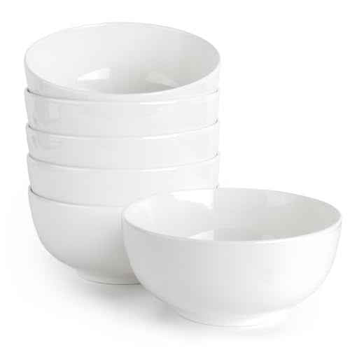 22 OZ White Ceramic Bowls Set of 6