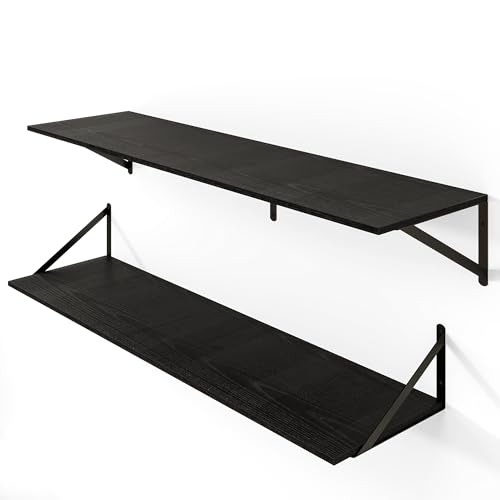 44W x 12D Deep Floating Shelves Set of 2 Black (2 Count)