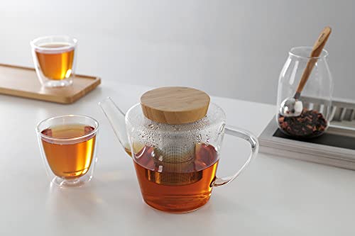 Viva Infusion Borosilicate Glass Tea Pot for Stovetop with Loose Leaf Tea Infuser Mesh (34 Ounce)