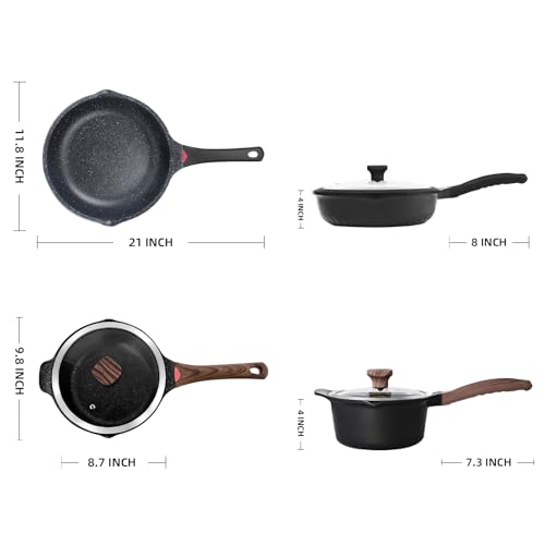4QT Sauce Pan & 12.5IN Skillet Set with Lids (2 Count)