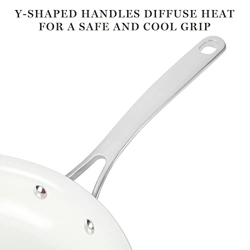Lockton Premium Nonstick PFA Free Ceramic Interior 10 Piece Enamel Heavy Gauge Aluminum Pots and Pans Cookware Set