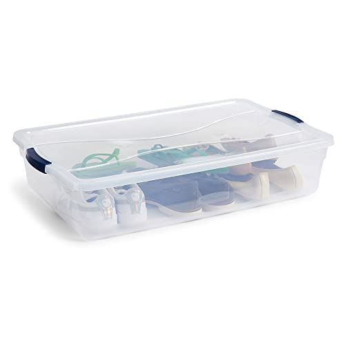 Cleverstore 42 Quart Stackable Plastic Storage Container Organizer Bin with Latching Lids for Garage (4 Count)