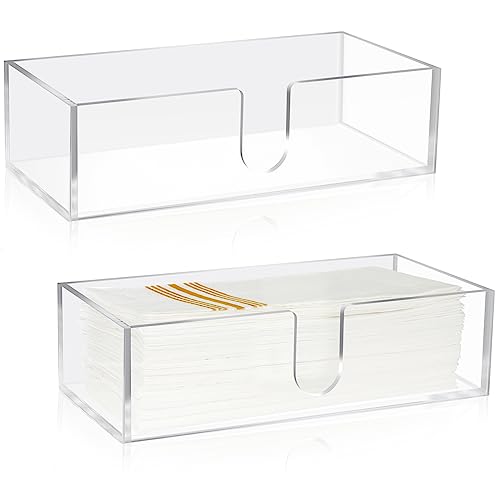2 Pcs Paper Napkins Holder Fold Paper Towel Dispenser Height 2.75 Inch Acrylic Multifold Towel Dispenser for Guest Z Fold Disposable Countertop Holder Small Size (2 Count)