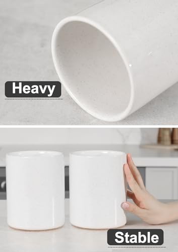 Ceramic Kitchen Utensil Holder for Countertop Organizer 6.4" Sand