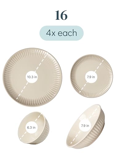 16 Piece Stoneware Dinnerware Set for 4 (16 Count)
