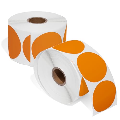 2" Circle Fluorescent Orange Direct Thermal Labels (2 Count)