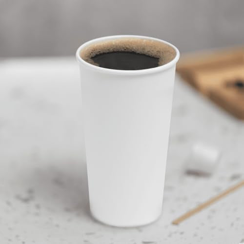 20 oz Paper Hot Coffee Cups [600 ct] White Disposable Cup for Hot (600 Count)