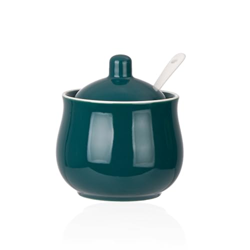 7 OZ Ceramic Sugar Bowl with Lid and Spoon