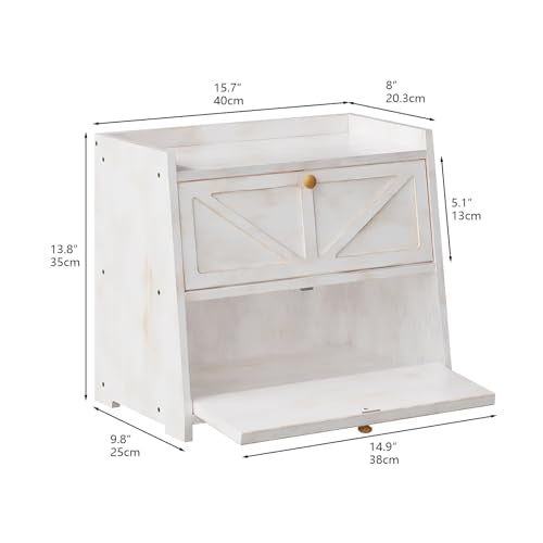 Vintage Double Layer Bread Box for Kitchen Counter Bamboo Bread Storage Container Large Capacity Bread Storage Bin