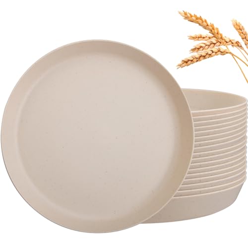 EI 18pcs Beige Wheat Straw Plates (18 Count)