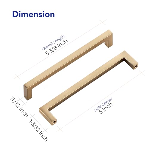 Champagne Bronze Cabinet Handles Solid Cabinet Pulls 5 Inch 30 Pack (30 Count)