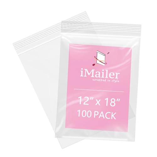 100 Pcs 12" x 18" Reclosable Plastic Zip Poly Bags 2 Mil (100 Count)