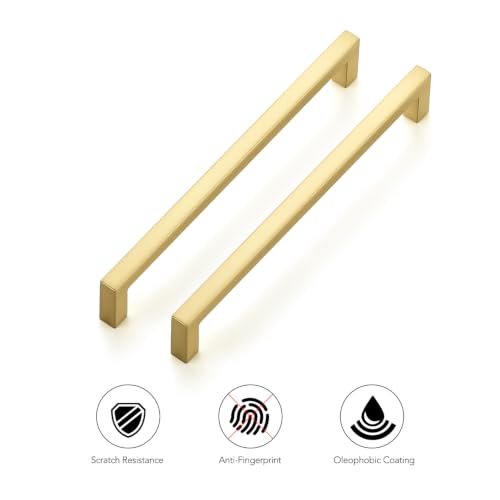 Brushed Gold Cabinet Handles Solid Cabinet Pulls 6 (10 Count)