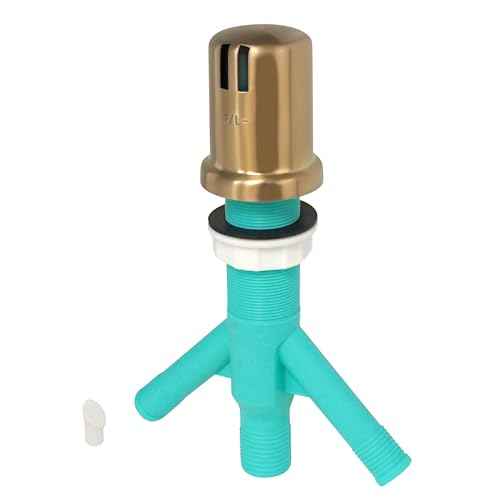 Dual Air Gap with Brushed Bronze Brass Cap for Double Drawer or Two Separate Dishwashers with Skirted Cap and Extra Long Thread for Thick or Thin Countertops