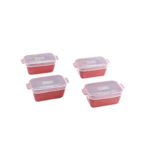 5"x3" Ceramic Baking Dishes with Lids (4 Count)