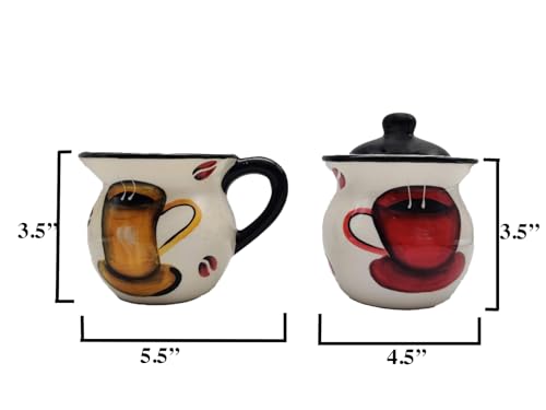 Tuscany Colorful Coffee Bean Hand Painted Ceramic Creamer and Sugar Set