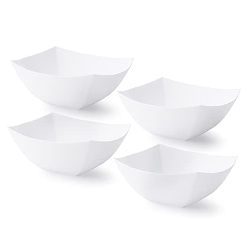 4 Pack Disposable White Plastic Serving Bowls 4 Square Party Candy Use 8oz (4 Count)