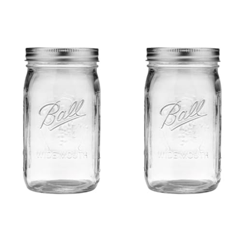 Wide Mouth Glass Mason Jars with Lids and Bands (2 Count)