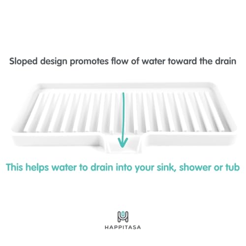 Silicone Soap Dish Tray and Sponge Holder with Drain Chute
