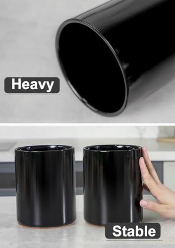 Ceramic Kitchen Utensil Holder for Countertop Organizer 6.4"Black