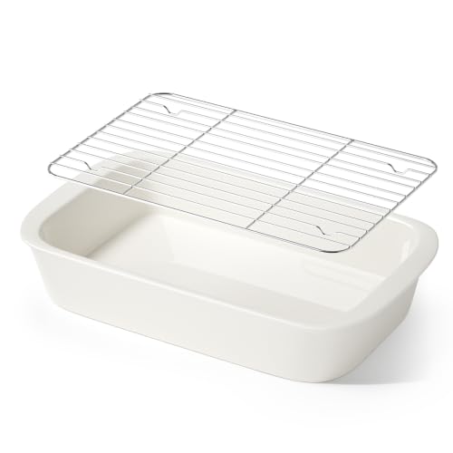 9x13 Ceramic Casserole Dish with 304 Stainless Rack