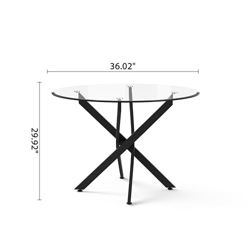36” Round Glass Dining Table for 4