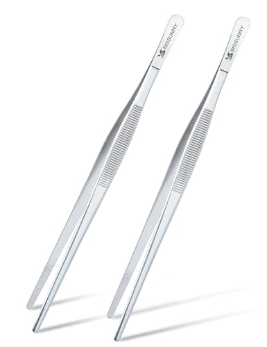 2 Pcs 8.5 Inch Kitchen Tweezers Fine Tweezer Tongs