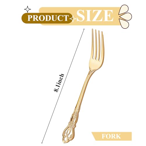 75PCS Gold Forks Disposable 8.1inch Vintage Baroque Forks for Party (75 Count)