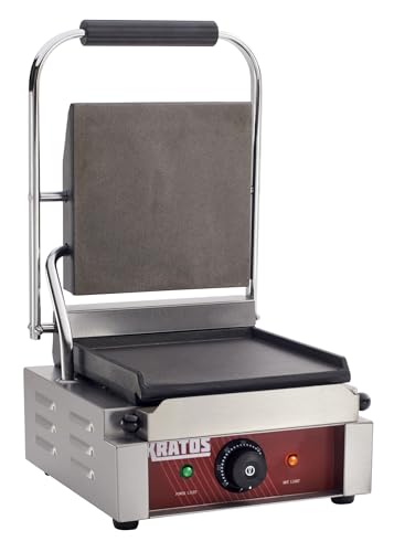 Commercial Electric Panini Sandwich Grill with Smooth Plates