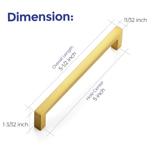 Gold Cabinet Handles Solid Cabinet Pulls (5 Count)