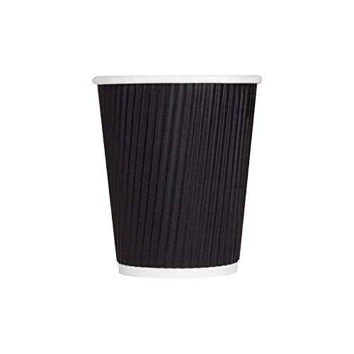 8 oz Ripple Insulated Coffee Cup [500 Count] Black Disposable Paper Hot Cup