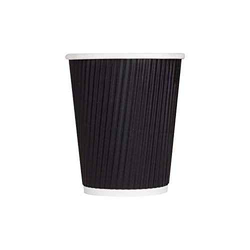 8 oz Ripple Insulated Coffee Cup [500 Count] Black Disposable Paper Hot Cup