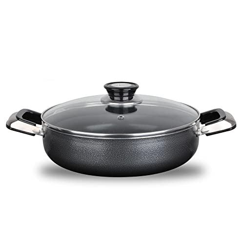 3 Quart Non stick Caldero Stock Pot with Tempered Glass Lid and Carrying Handles