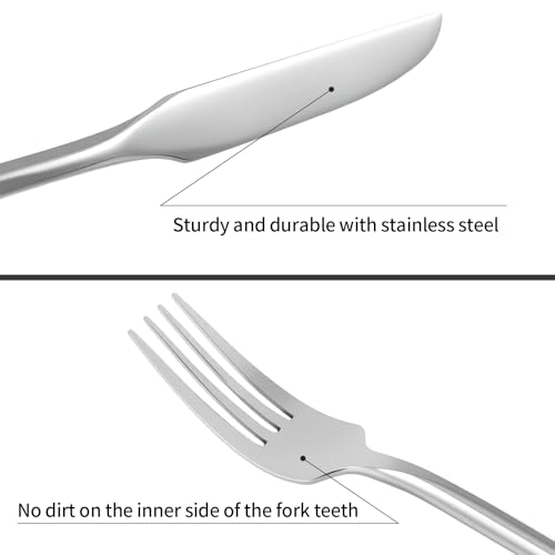 Silverware Set with Hexagon Handle 40 Piece Service for 8 (40 Count)