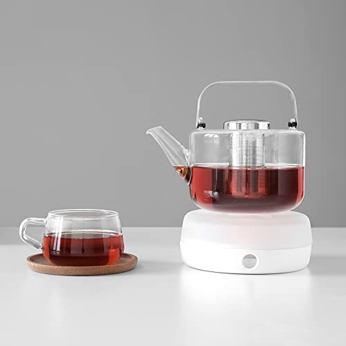 Viva Bjorn Borosilicate Glass Tea Pot for Stovetop with Loose Leaf Tea Infuser Mesh
