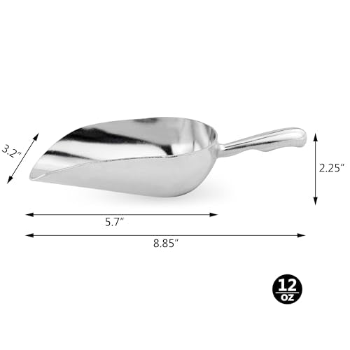 34523 One Piece Cast Aluminum Round Bottom Bar Ice Flour Utility Scoop