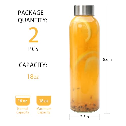 Glass Water Bottle (2 Count)