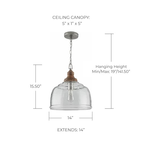 Capital Lighting 330318YG Julian Coastal Style Clear Organic Rippled Glass Dome Pendant