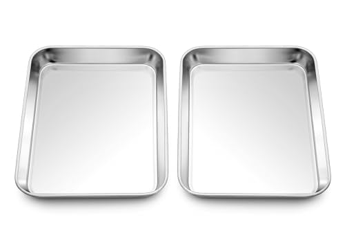 2 Pack 9x7 Inches Mini Stainless Steel Baking Sheet Set