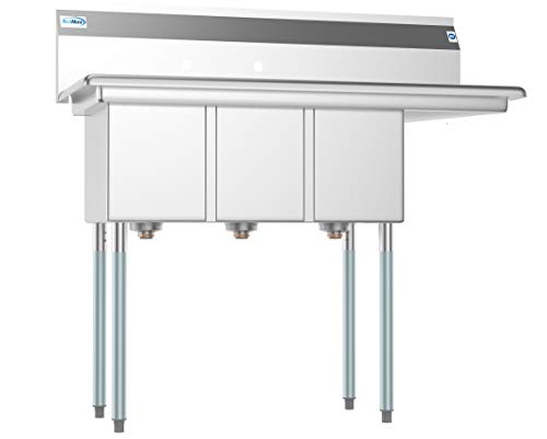 3 Compartment Stainless Steel NSF Commercial Kitchen Sink with Drainboard