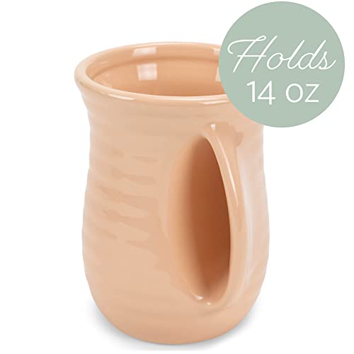 Ribbed 14 ounce Ceramic Stoneware Handwarmer Mug