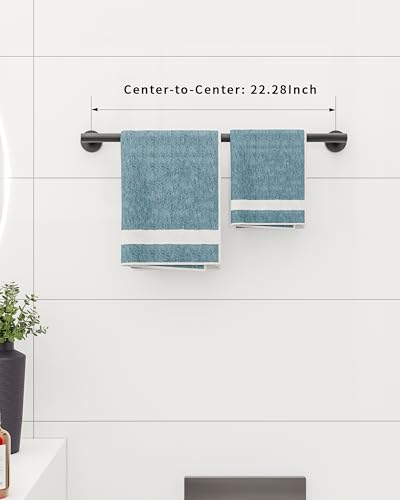 22 Inch Matte Black Towel Bar Towel Rack for Bathroom Kitchen Hand Towel Holder Dish Cloths Hanger SUS304 Stainless Steel RUSTPROOF Wall Mount Total Length 24 Inch